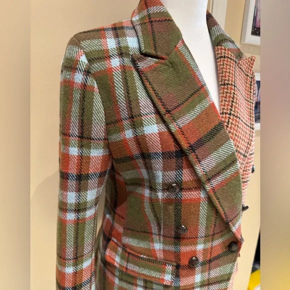 Sam Edelman Women's Imogen Mixed-Plaid Double-Breasted Blazer Small - Picture 6 of 14